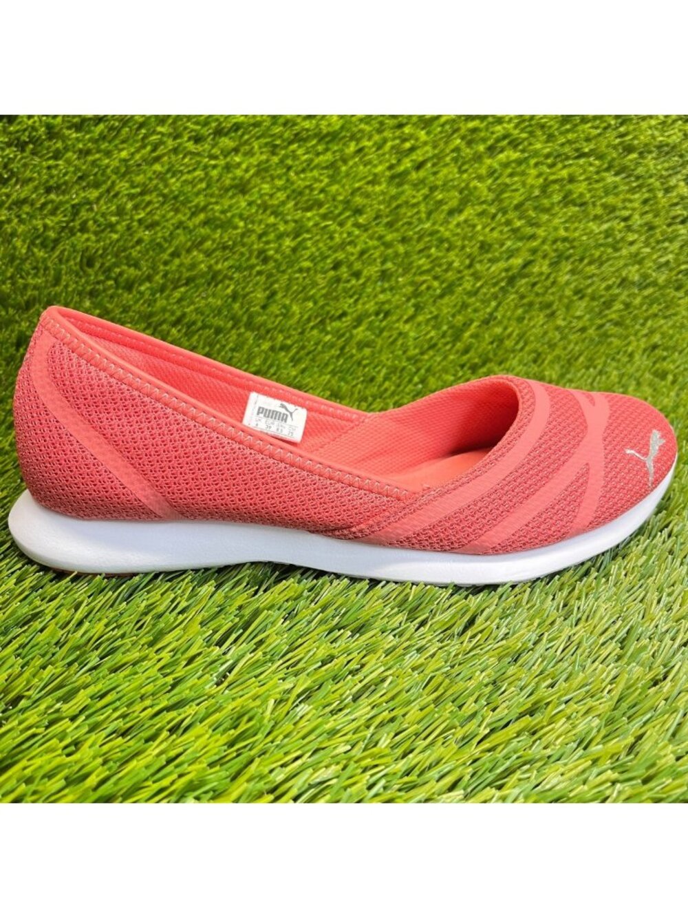 Puma Vega Ballet Sweet Womens Size 8.5 Coral Pink White Casual Slip On Flats